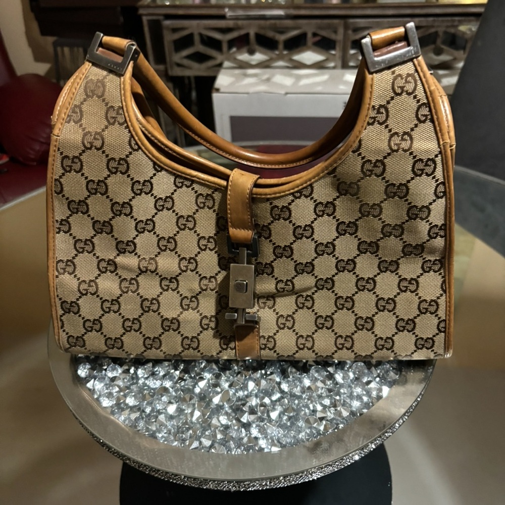 Gucci Tan and Brown GG Shoulder Bag